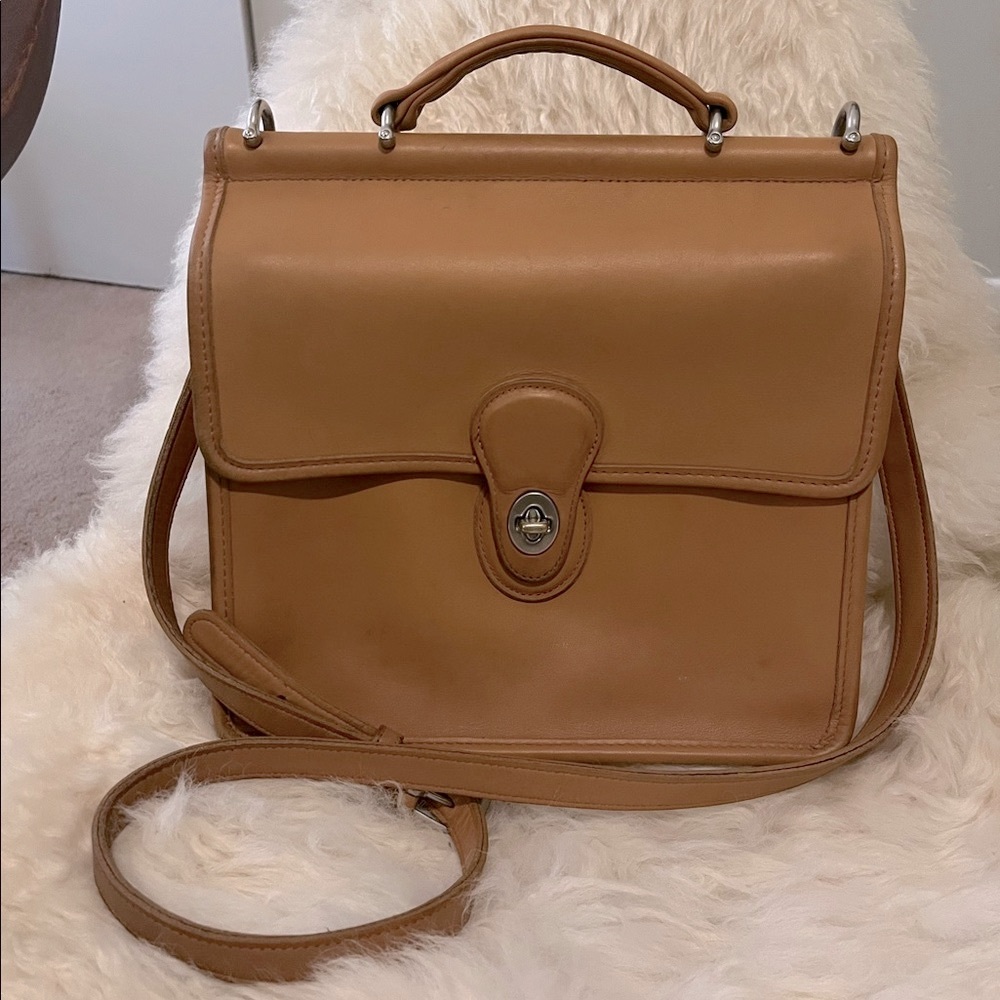 Vintage Coach Willis Crossbody Bag Camel Nickel 9927